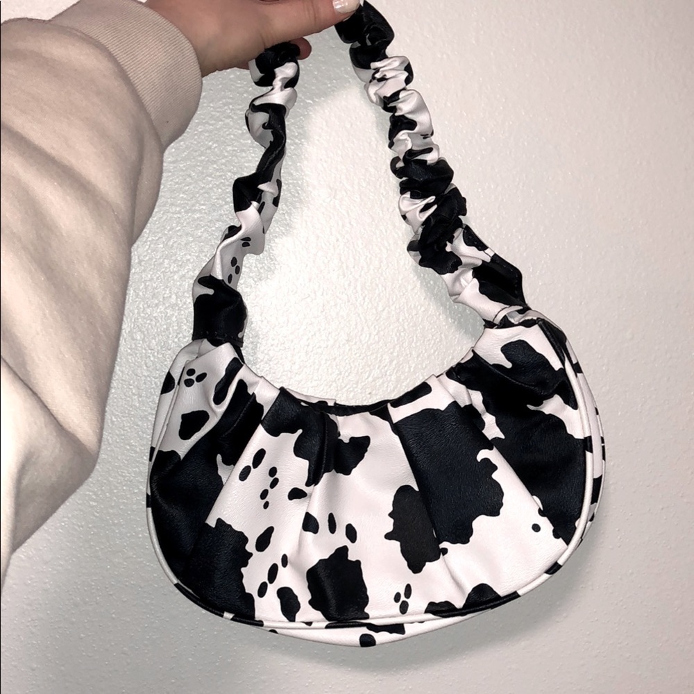Leather Black and White Cow Print Purse